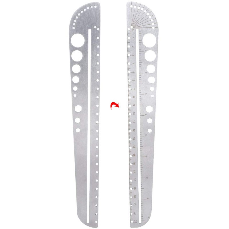 Compass Scale Ruler, Stainless Steel Multifunctional Scale Ruler Protractor Figure