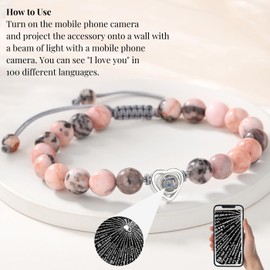 AWARDSEN Crystal Bracelet Birthday Gifts for Women Adjustable Stretch Pink Zebra Bracelet Healing Crystal Bracelet Crystal Gifts for Daughter Womans Valentines Gifts for Her