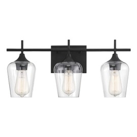 Savoy House 8-4030-3-BK Octave Bohemian Clear Glass Bathroom Vanity Wall Light, 3-Light 180 Total Watts, 10" H x 21" W, Black