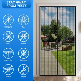 Screen Magnetic Door Closure Heavy Duty,Self Sealing,King Kong Mesh Outdoor Partition:Bug-Blocking Privacy Screen for Patio,Garden,Pet & Kid Friendly - Easy Install/Black 32x80in