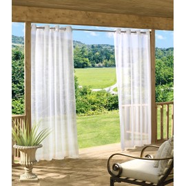 Outdoor décor Escape Water Repellent Sheer Outdoor Curtain, 54" X 96", Ivory