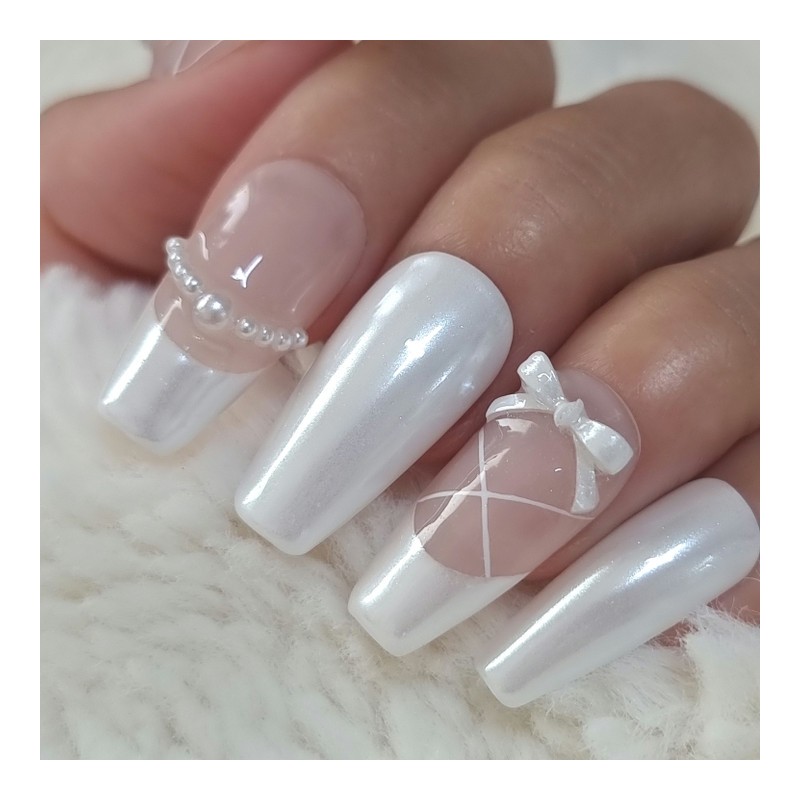 Pearl shell ballet core handmade nail tip - short ballerina