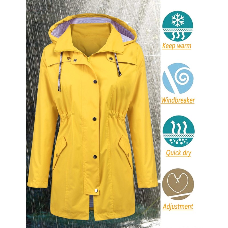 LOMON Women Raincoat Lightweight Active Wear Quick-drying Junior Casual Fashion