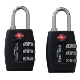ShaniTech UK Pack of 2 TSA 3 Digit Combination Travel Suitcase Luggage Bag Code Lock - Black