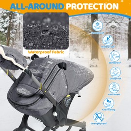 IvyWind Winter Baby Car Seat Cover, Universal Carseat Cover for Babies with Breathable Mesh Window, Infant Car Seat Covers to Keep Warm, Carseat Waterproof Canopy for Newborn Boy Girl, Dark Gray