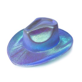 LKQBBSZ Glitter Space Cowboy Hat Fun Metallic Holographic Party Disco Cowgirl Hat (Purple)