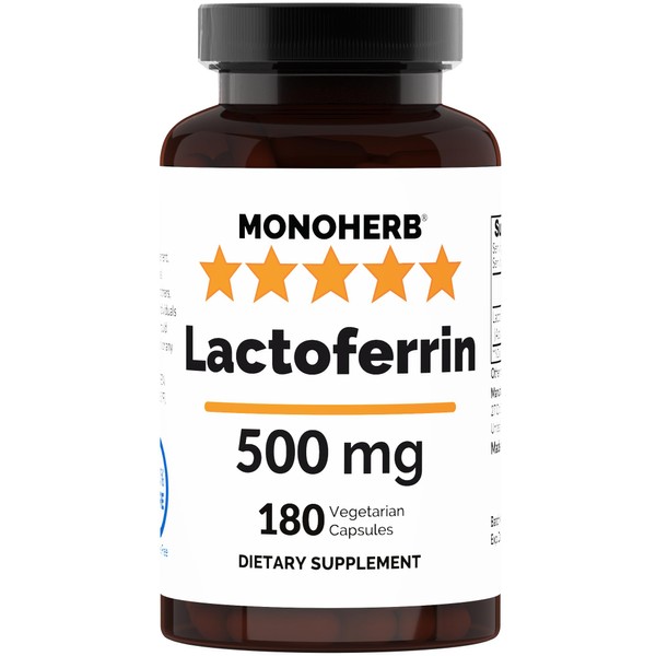 MONOHERB Pure Lactoferrin 500 mg - 180 Veg Capsules -
