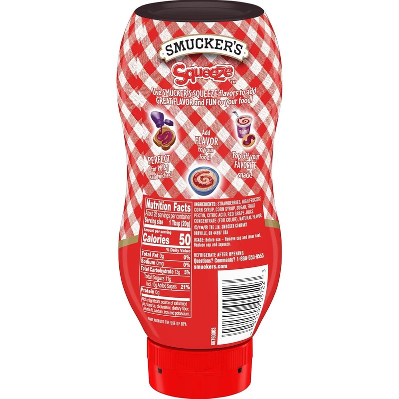 Smucker's Squeeze Strawberry Fruit Spread, 20 Ounces (Pack of 12)