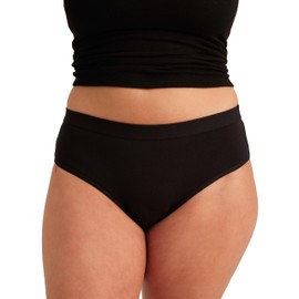 saalt EveryWear Cotton Brief - Leakproof Period Underwear - Mid-Rise, Full Coverage Womens Underwear - Reusable & Washable - Replaces 3 Pads or 4 Tampons - X-Small, Volcanic Black