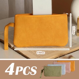 4 Stück Pu-Er-Aufbewahrungstasche, Mini-Aufbewahrungstasche, Tragbare Aufbewahrungstasche, wasserdichte Clutch-Tasche, Damen-Aufbewahrungstasche