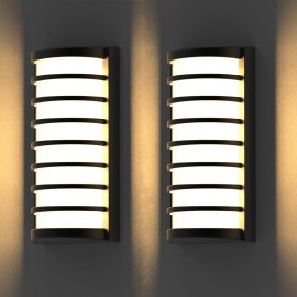 2 Pack 18W Exterior Wall Lantern Environmentally Friendly Construction Front Door Terrace Entrance Black Outside Wall LightsColor: Black, Emitting Color: Cold White, Lamp Power(W): 18