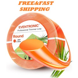 Eventronic String Trimmer Line, Weed Eater String Orange Premium Nylon, 095", 295ft
