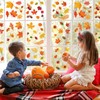 Whaline 124Pcs Fall Window Clings Colorful Maple Leaves Pumpkin Pine