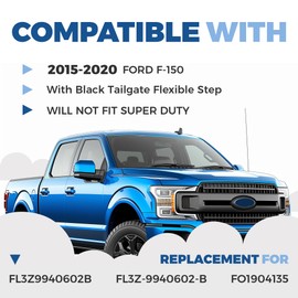 ECOTRIC Center Tailgate Molding Trim Compatible with 2015-2020 Ford F150 F-150 Replacement for FL3Z9940602B FO1904135 Flexible Flex Step Cap Top Trim Protector Cover w/Release Button