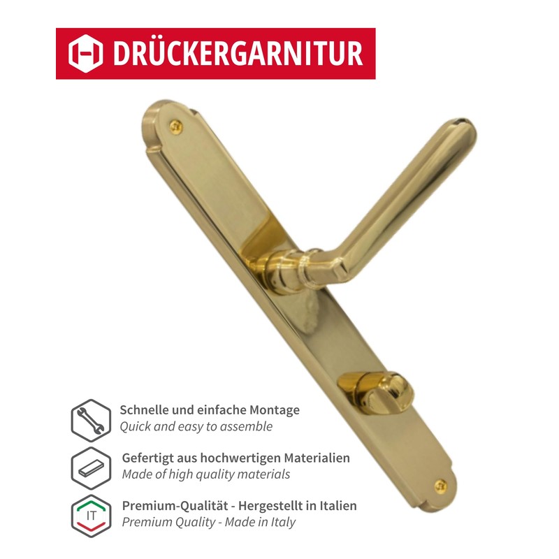Long Plate Door Fitting Brass Door Handle - Old Vienna