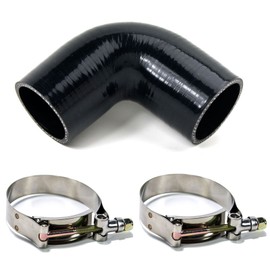 System1 Designs 2.75" Inch Black Silicone Coupler 3 Layers of Polyester Reinforcement Suitable 90 Degree Turbo with 2x T-Bolt Clamps Air Intake Intercooler Piping