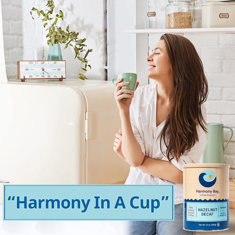 Harmony Bay Decaf Hazelnut Flavored Coffee - 100% Arabica Gourmet