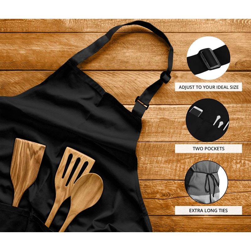 Utopia Kitchen 2 Pack Bib Apron, Adjustable with 2 Pockets,
