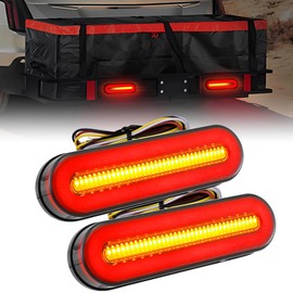 FXC 2PCS Smoked Lens 5" Oval Red LED Stop Brake Tail Lights Surface Mount Waterproof Sequential Flow Turn Signals Trailer Lights for RV Truck Jeep ATV Motorcycle 12V-24V