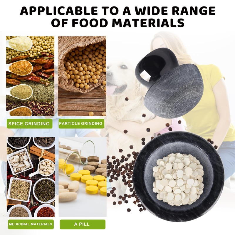 Comie Marble Mortar and Pestle Set,Mushroom Shaped Pill Crusher and