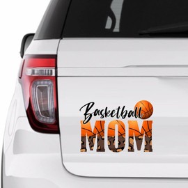 Basketball Mom Sticker, Leopard Print Basketball Vinly Decal for Cars Laptops, Windows, Walls, Fridge, Toilet and More - Sport Theme Stickers 15in