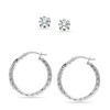 LeCalla 925 Sterling Silver 2 Pairs Small Hoop and Stud
