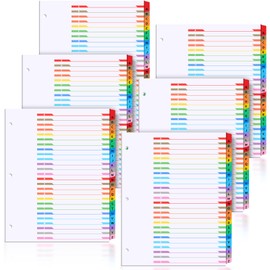 Sinload 6 Set A-Z 26 Tab Dividers for 3 Ring Binders, 8.5 x 11 Inch Alphabet Binder Divider a to Z Divider with Multicolor Alphabetical Tab Alphabetical File Divider for Page Notebook File
