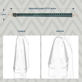 chushui - 1 inch Purse Strap, Replacement Wide Shoulder Strap Adjustable Shoulder Strap for Purse Bag, Jacquard 1, Standard