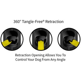 TUG 360° Tangle-Free Reflective Retractable Dog Leash | 16 ft Strong Nylon Tape (Small)
