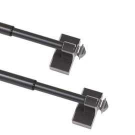 Magnetic Curtain Rods for Metal Doors Multi-Use Adjustable Curtain Rods for Small Windows Cafe Sidelight and Iron Steel Places, 1/2 Inch Diameter, Tool Free (2 Pack, Adjust from 16 to 28 Inch, Pewter)