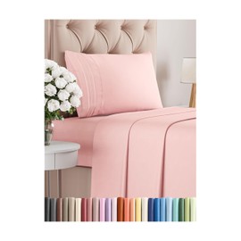 CGK Unlimited Twin XL Size 3 Piece Sheet Set - Comfy Breathable & Cooling Bed Sheets Set - Hotel Luxury Bedding for Women, Men, Kids & Teens - Deep Pockets, Easy-Fit, Soft and Wrinkle Free - Oeko-Tex - Baby Pink