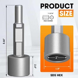 Ground Rod Driver Hex Shank, Ground Rod Driver for Grounding Rod, Rotary Hammer Drill, Compatible with Hex Demolition Jack Hammer, 1-3/16" Hex Shank (HEX 50MM)