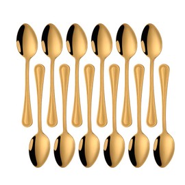 TEAHAHA Stainless Steel Teaspoons, Set of 12, 5.7in Mini Gold Coffee Spoons for Kitchen Office or Restaurant Afternoon Tea，Cakes, Pastries, Espresso