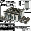 TJ 20Pcs Chrome M12x1.5 8 Point Star Tuner Lug Nuts+Key