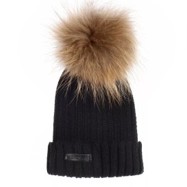 AKA&Co. SALE! AKA&Co. New Baby Boys Girls Black Knit Beanie Raccoon Fur Pom Pom Hat