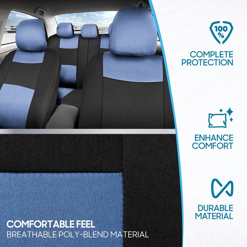 BDK PolyPro Car Seat Covers Full Set in Blue Gray
