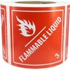 Hazard Class 3 D.O.T. Flammable Liquid Labels 4x4 Inch Square
