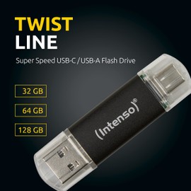 Intenso Twist Line 32 GB, Dual USB 3.2 Gen 1x1, USB-C and USB-A, 70 MB/s, Anthracite