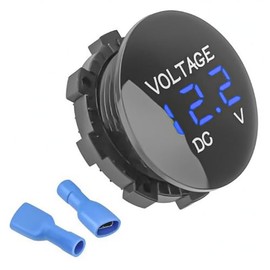 Digital LED Panel Display Tester Volt Voltage Meter Gauge Universal Voltmeter for 12-24V DC for Car Motorcycle Automotive Truck Caravan Boat Blue