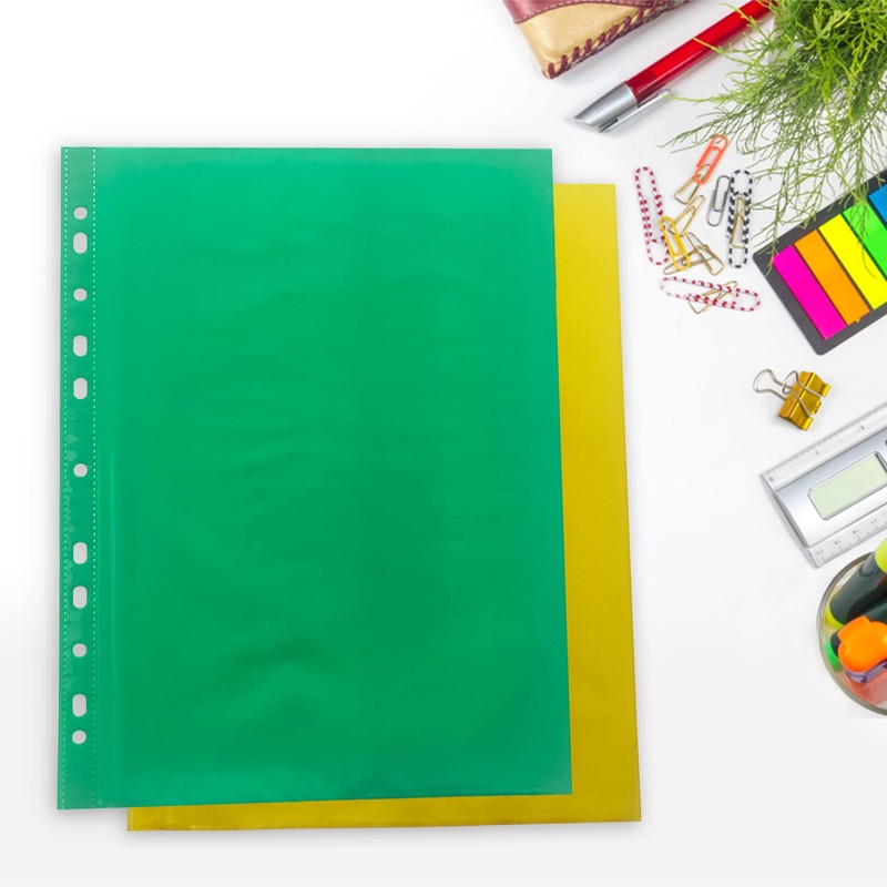 Pack of 50 A4 Red Clear Punched Pockets by Janrax