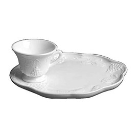 Vintage Indiana Colony Milk Glass White Harvest Grape Snack Tray and Cup Set