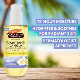 Palmers Cocoa Butter Formula Tahitian Vanilla Body Oil, Aceite Hidratante con Manteca de Karit y Vitamina E para una Piel Ms Suave, Humectacin 72...  