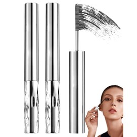 ZKUNL Pack of 2 mascara, natural, lengthening and nourishing mascara, 3D curling mascara, bristle-less metal eyelash brush, waterproof and long-lasting (black)