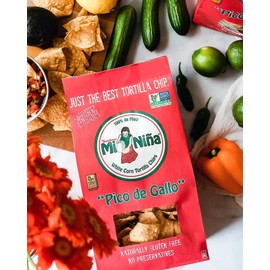 Mi Nina Tortilla Chips Pico de Gallo, 12 oz | Just a better chip, Naturally, Gluten Free, Made with organic white corn (Pack of 3) + Candy Spice Drops 12oz