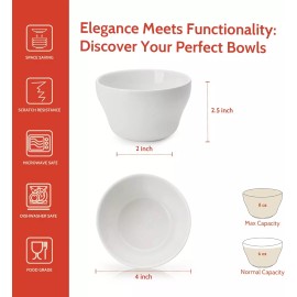 Sweese Porcelain Bouillon Cups, 8 Ounce Small Dessert Bowls, Soup Dipping Sauce