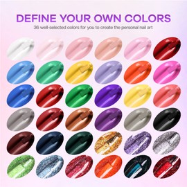 Morovan Gel Nail Polish Kit with UV Light: 36 Colors Gel Nail Polish Set with Pure Gillter Gel Polish Soak Off Gel Nail Kit Contain Base & Top Coat Nail Polish Starter Kit