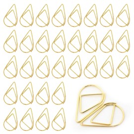 Gold Water Drop Paper Clips, 200 Pcs Paperclips Metal Teardrop Paper Clips Golden Water Drop Shaped Paperclips for Books 25 x 16mm