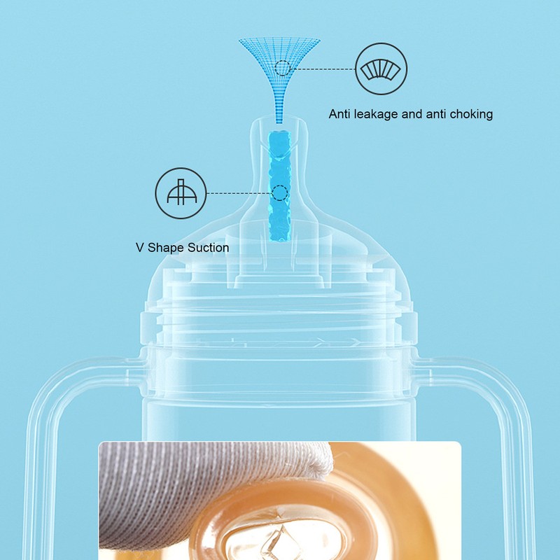 Wide Neck Sippy Straw Bottle Spill Proof Easy Grip Training
