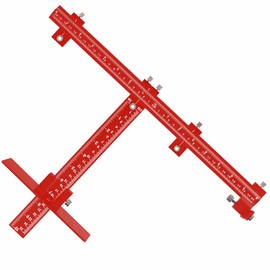 Joywayus Aluminum Alloy Cabinet Hardware Jig Drill Punch Locator Guide Adjustable Template Woodworking for Fast and Accurate Installation of Door and Sleeve Drawer Pull Front Knobs Pulls Handles Red