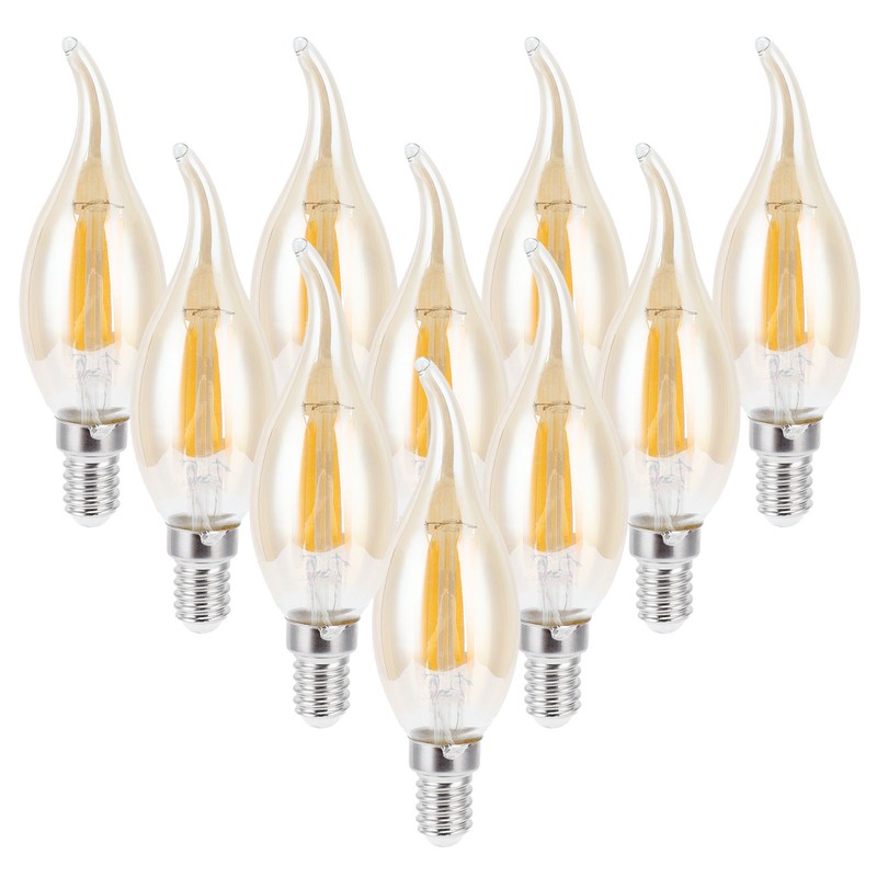 10PCS C35 LED Gold Filament Bulb 2700K 4W E14 Base